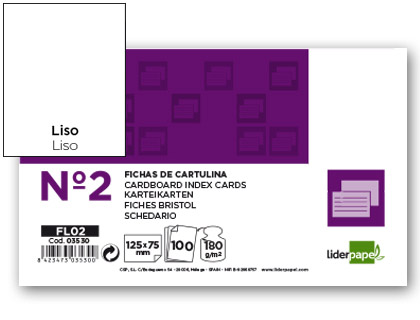 100 fichas Liderpapel lisas nº2 75 x 125mm.